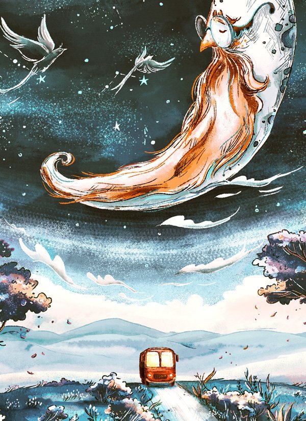 Dettaglio Stampa artistica Moon Road So Quiet